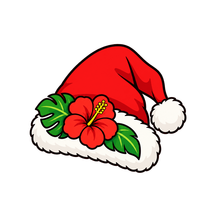 Gorro com hibisco – Natal PNG com fundo transparente