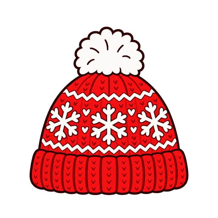 Gorro de tricô com flocos – Natal PNG com fundo transparente