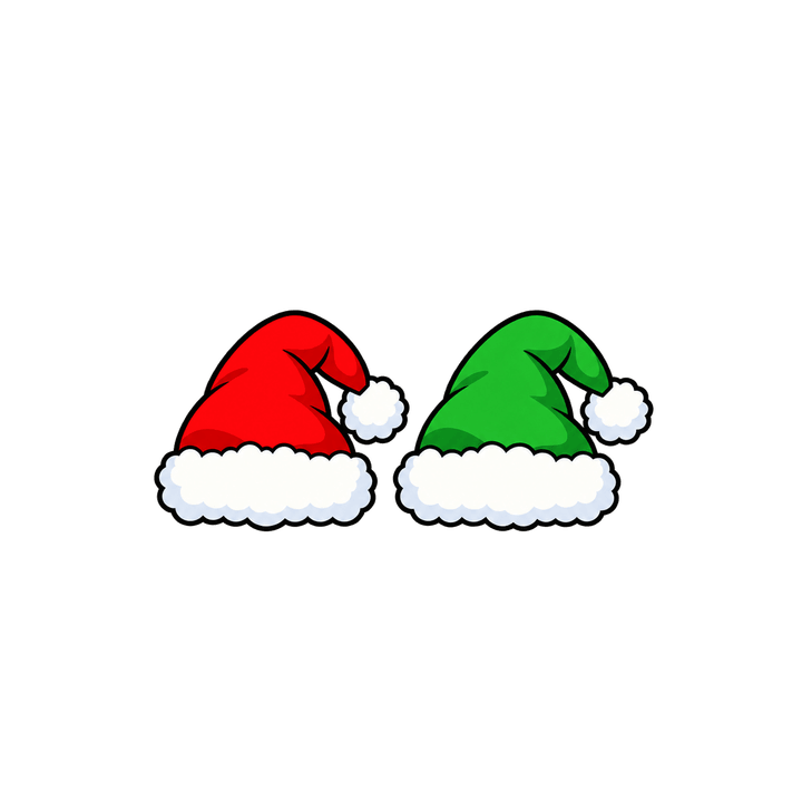 Dois gorros, vermelho e verde – Natal PNG com fundo transparente