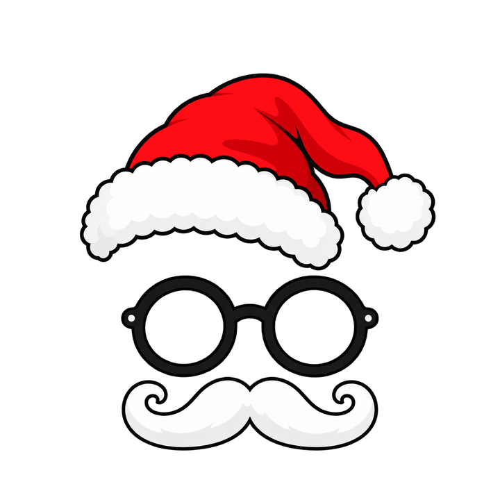 Gorro, óculos e bigode – Natal PNG com fundo transparente