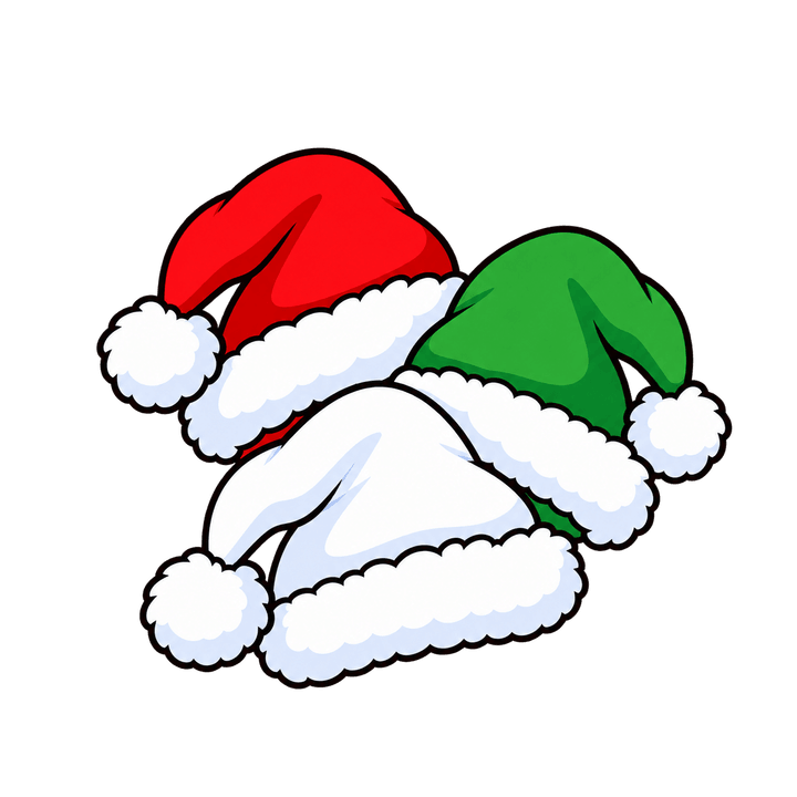 Três gorrinhos – Natal PNG com fundo transparente