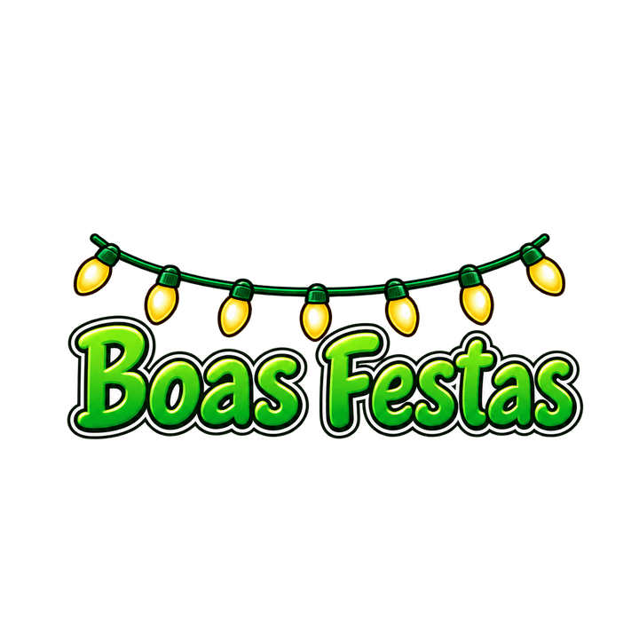 Boas Festas com pisca-pisca – Natal PNG com fundo transparente