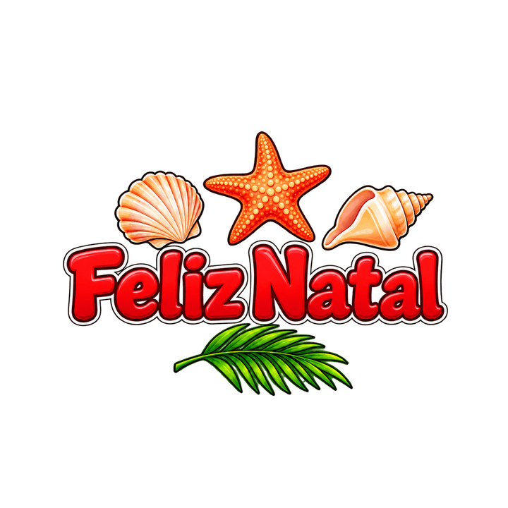 Feliz Natal com conchas – Natal PNG com fundo transparente