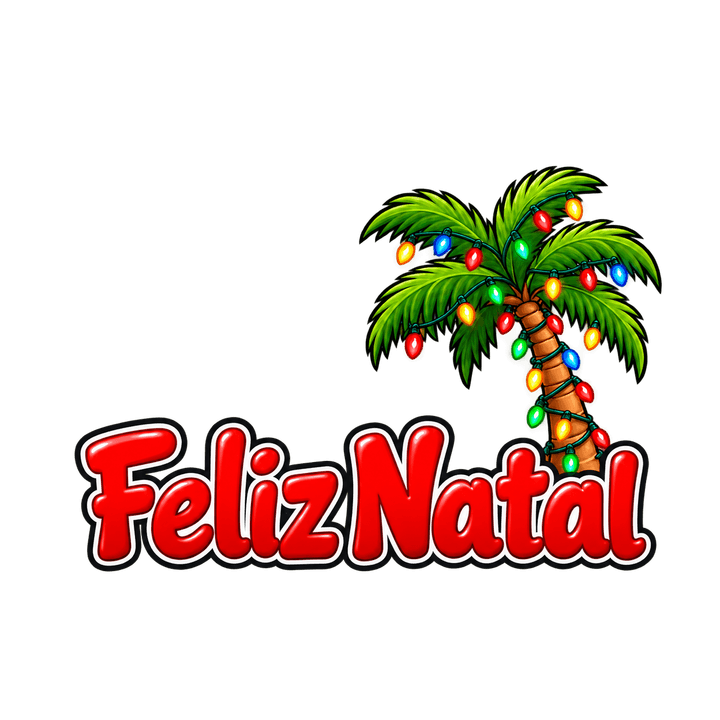 Feliz Natal com palmeira – Natal PNG com fundo transparente