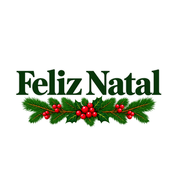 Feliz Natal com ramo de pinho – Natal PNG com fundo transparente