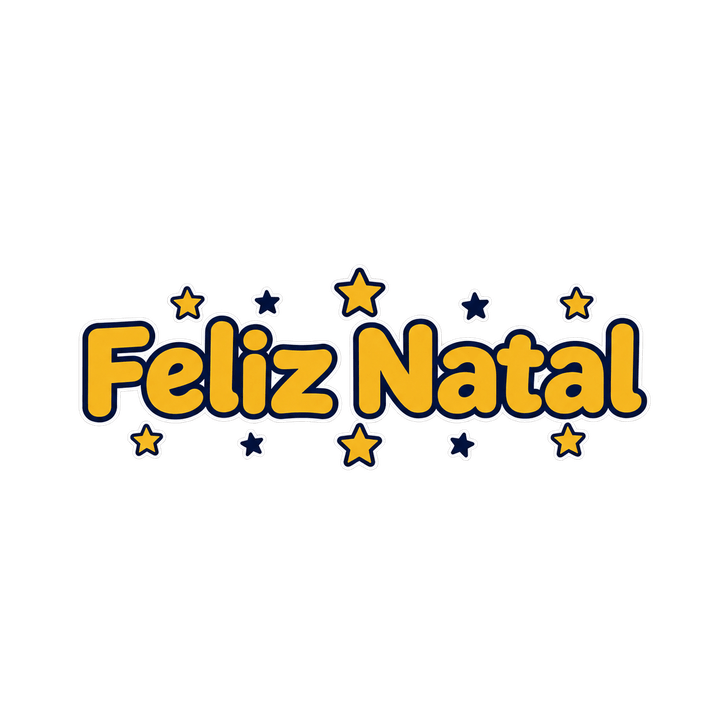 Feliz Natal com estrelas azuis – Natal PNG com fundo transparente