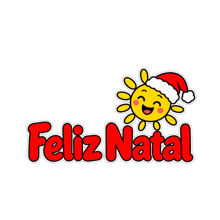 Feliz Natal com sol de gorro – Natal PNG com fundo transparente