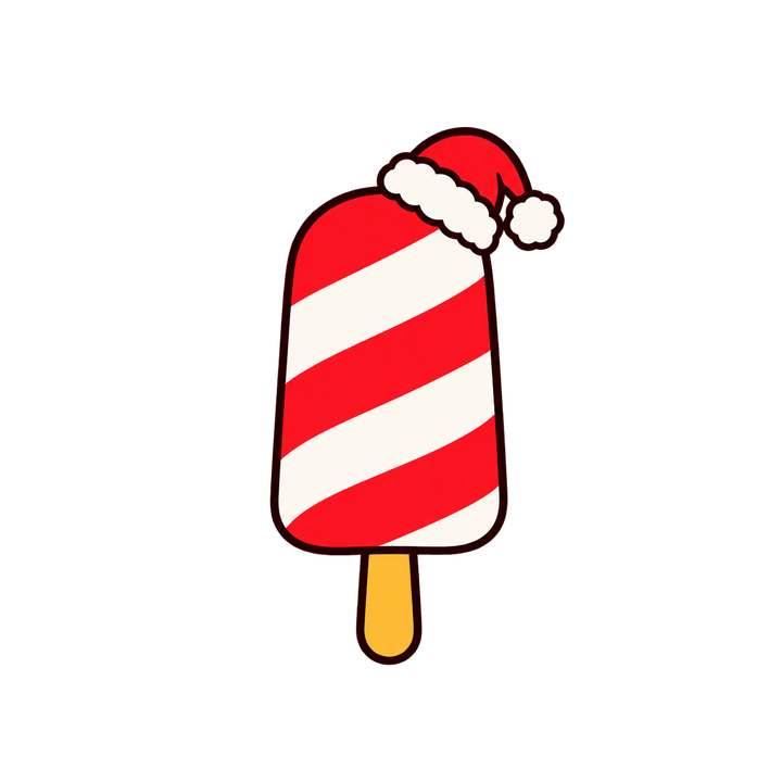 Picolé listrado de gorro – Natal PNG com fundo transparente