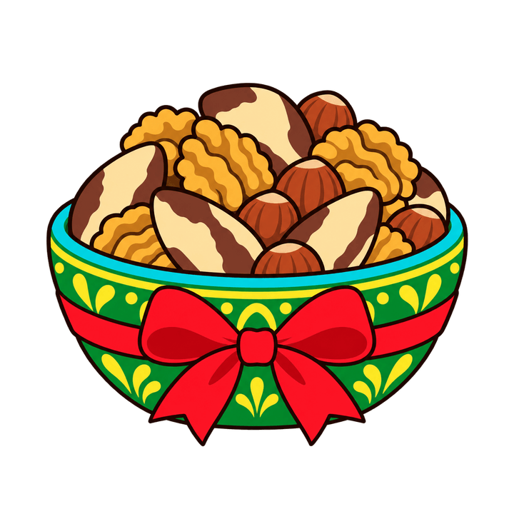 Tigela de nozes e castanhas – Natal PNG com fundo transparente