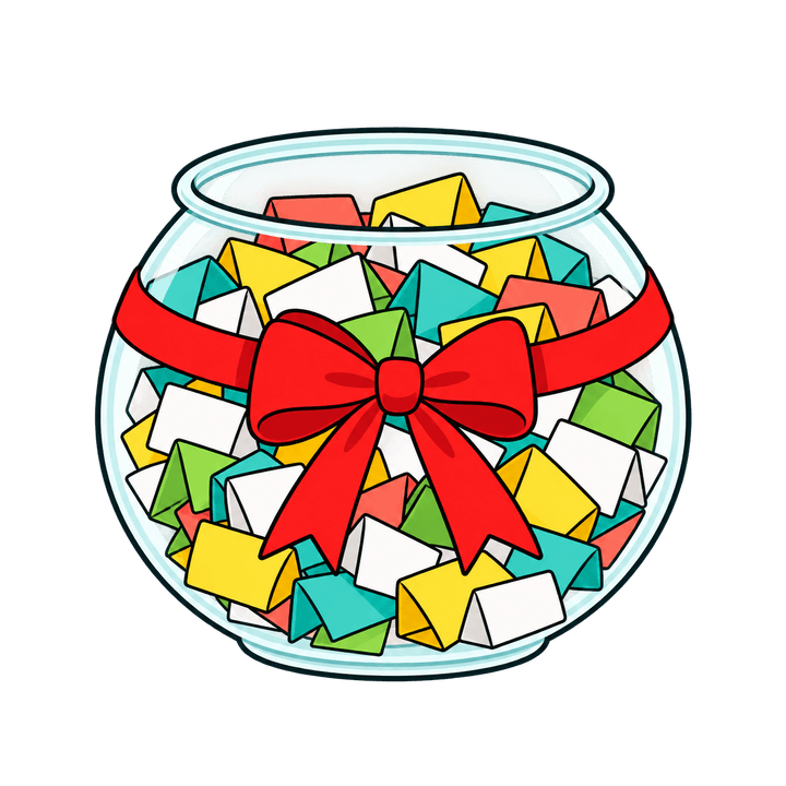 Pote com papéis para sorteio – Natal PNG com fundo transparente