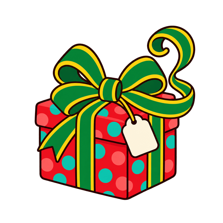 Presente com laço e etiqueta – Natal PNG com fundo transparente