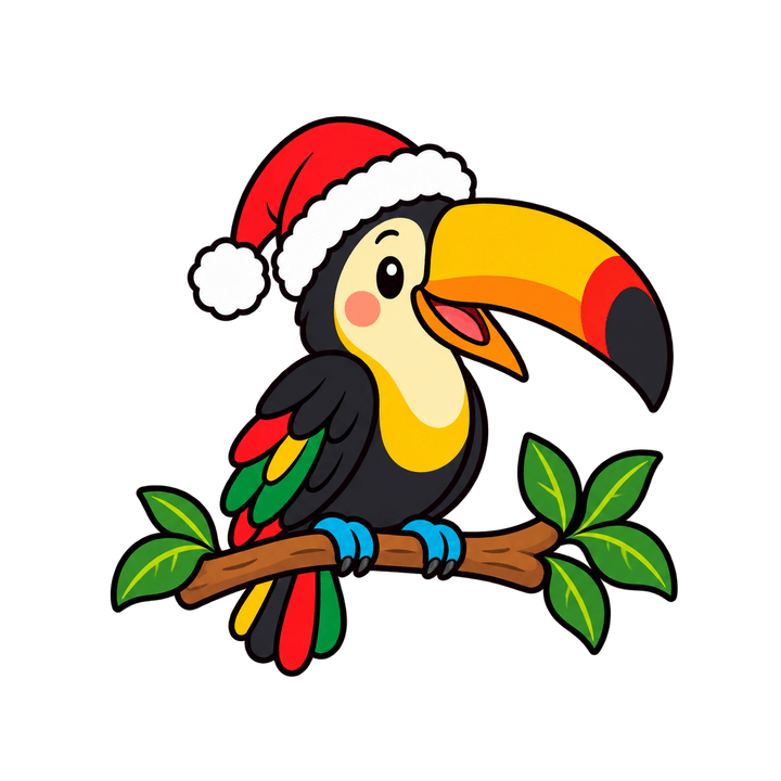 Tucano de gorro – Natal PNG com fundo transparente