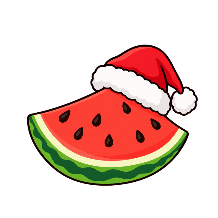 Melancia de gorro – Natal PNG com fundo transparente