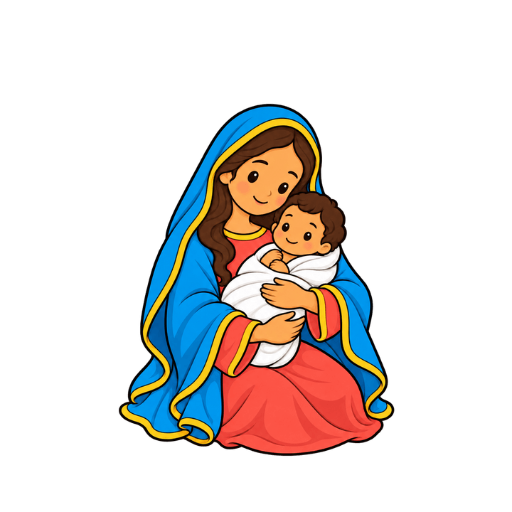 Maria e o Menino do presépio – Natal PNG com fundo transparente