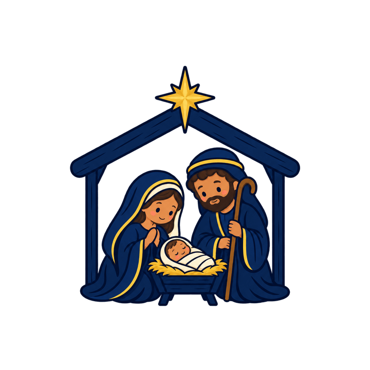 Presépio azul-marinho – Natal PNG com fundo transparente