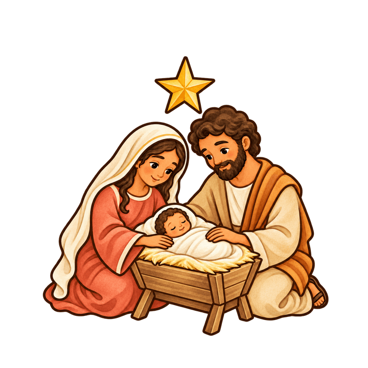 Presépio em aquarela – Natal PNG com fundo transparente