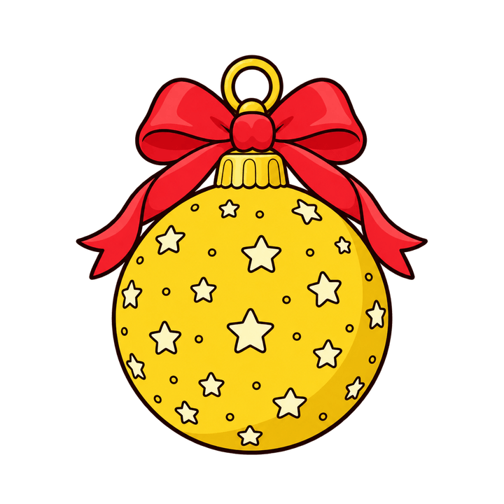 Bola dourada com estrelas – Natal PNG com fundo transparente