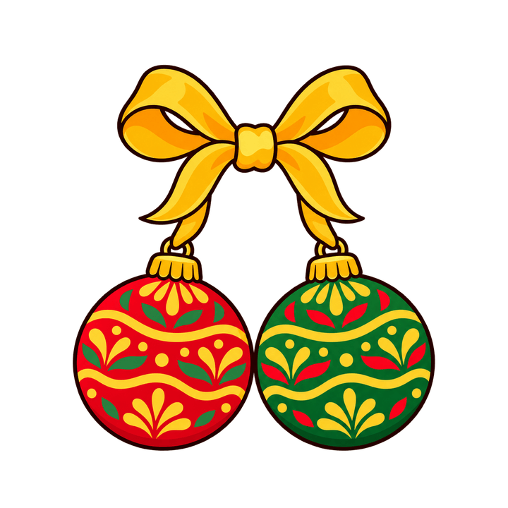 Duas bolas vermelha e verde – Natal PNG com fundo transparente