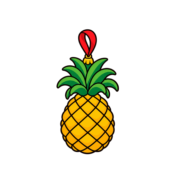 Enfeite de abacaxi com fita – Natal PNG com fundo transparente