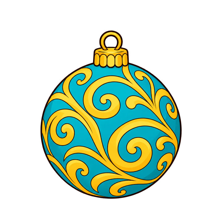 Bola turquesa com arabescos – Natal PNG com fundo transparente