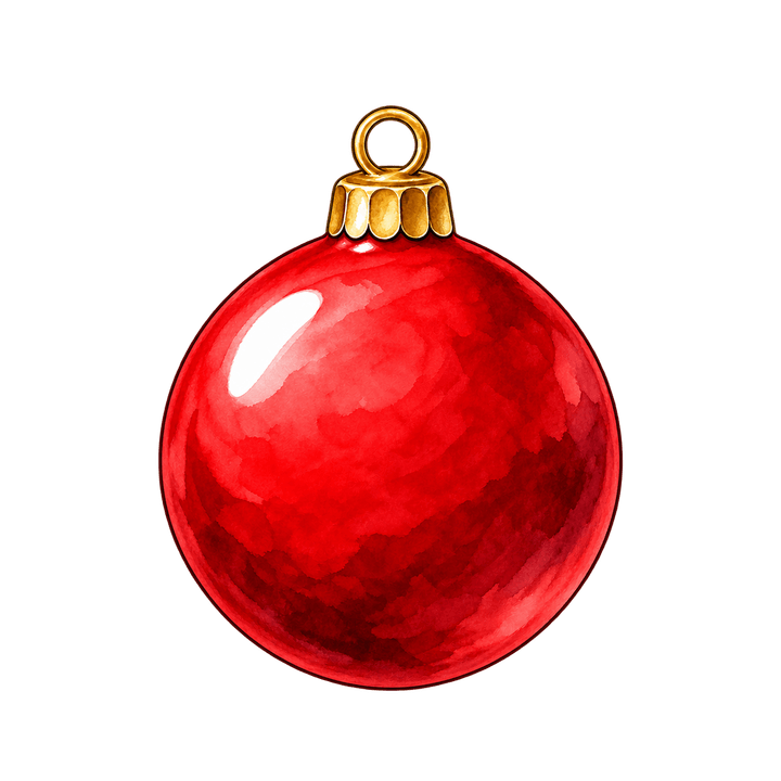 Bola vermelha em aquarela – Natal PNG com fundo transparente
