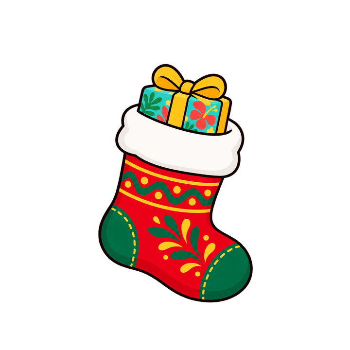 Meia vermelha com presente – Natal PNG com fundo transparente