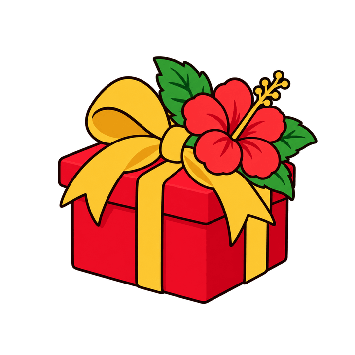 Presente com hibisco – Natal PNG com fundo transparente