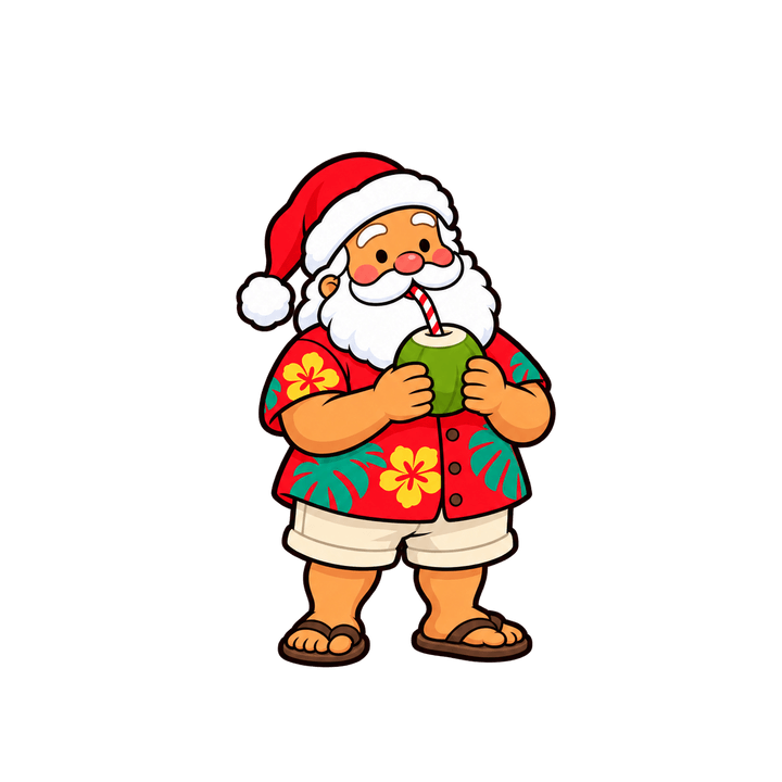 Papai Noel com água de coco – Natal PNG com fundo transparente