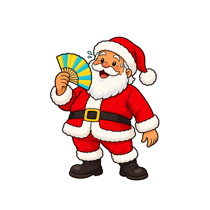 Papai Noel se abanando – Natal PNG com fundo transparente
