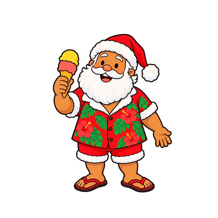 Papai Noel com sorvete – Natal PNG com fundo transparente