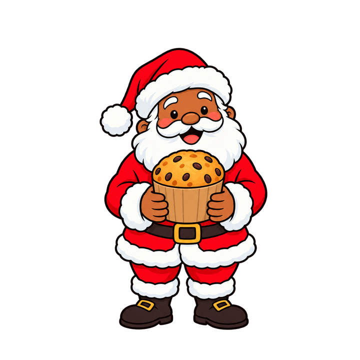 Papai Noel com panetone – Natal PNG com fundo transparente