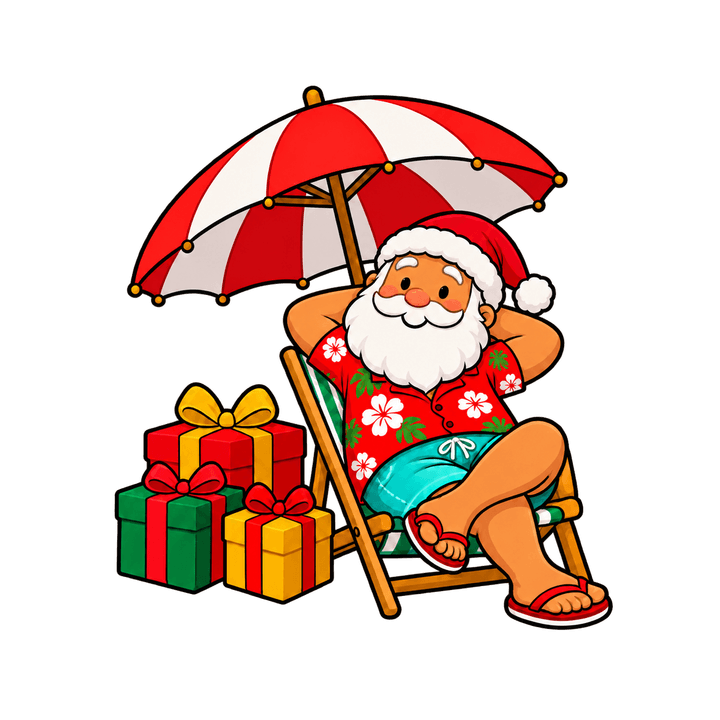 Papai Noel na praia – Natal PNG com fundo transparente