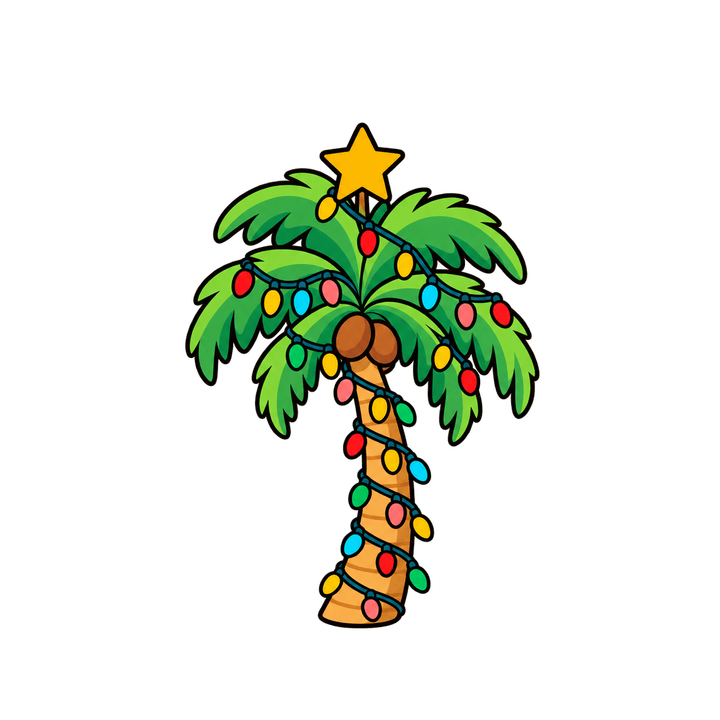 Árvore tropical de coqueiro – Natal PNG com fundo transparente