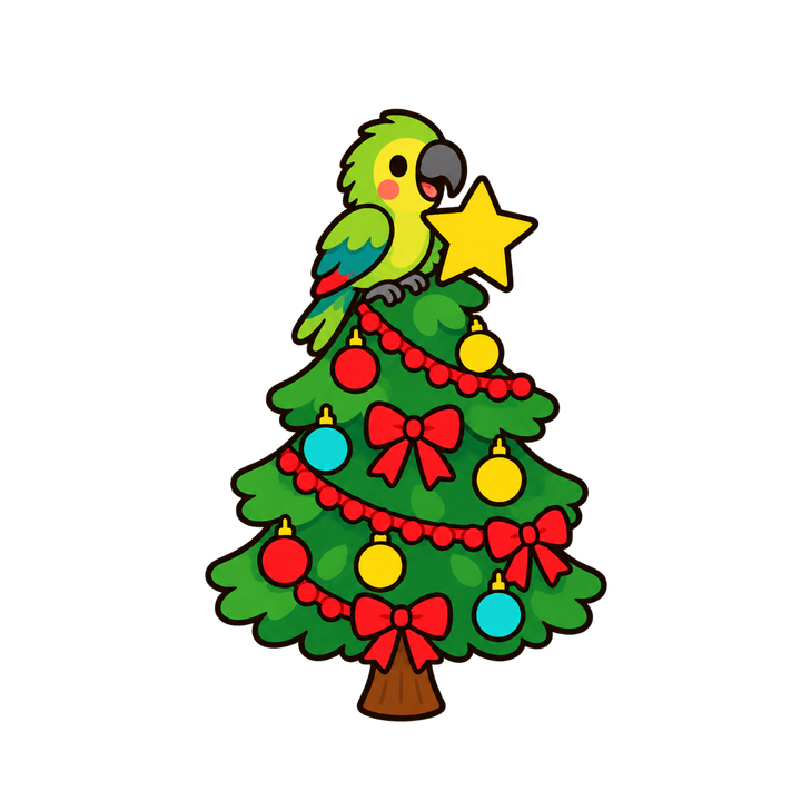 Árvore com papagaio – Natal PNG com fundo transparente