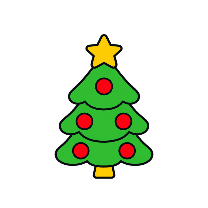 Árvore simples com bolas – Natal PNG com fundo transparente