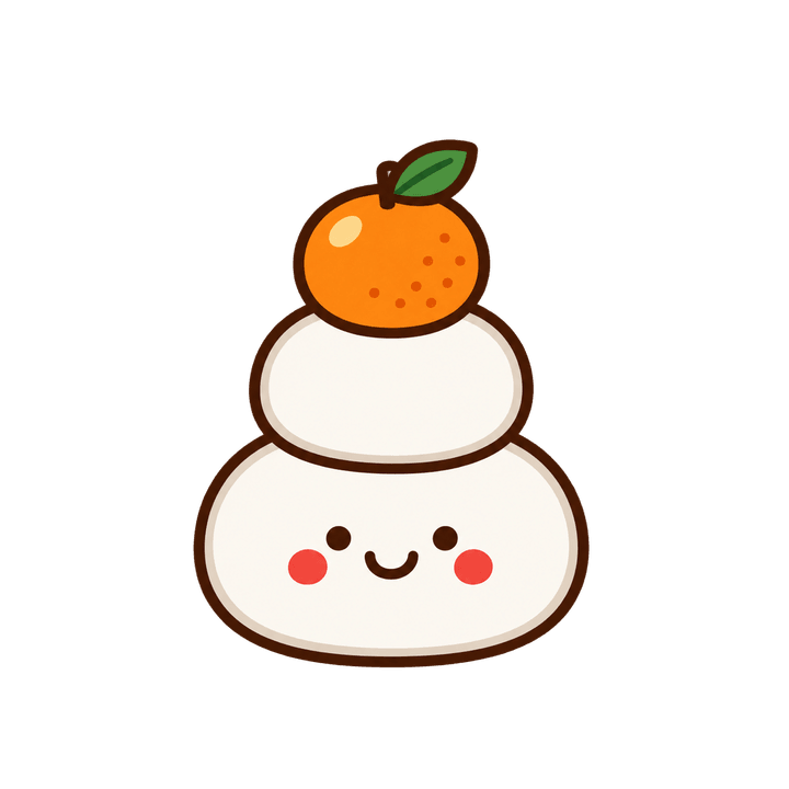 にこにこ顔の鏡餅のイラスト（お正月・透過PNG）
