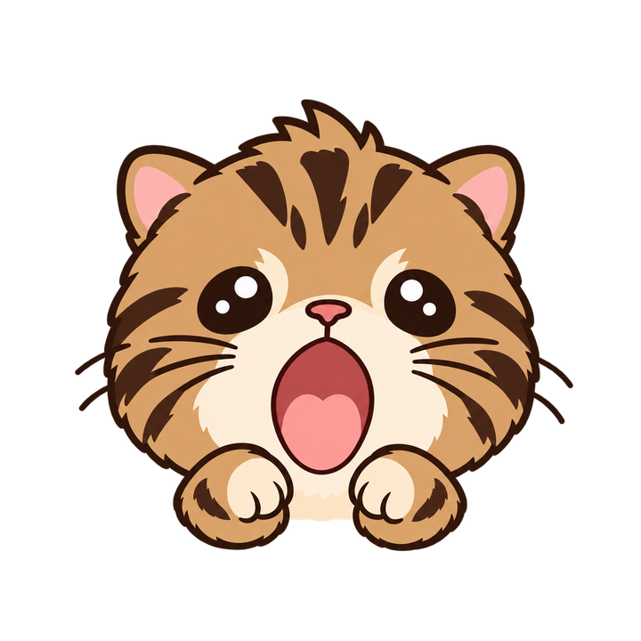 びっくりしたキジトラの子猫のイラスト（アイコン・透過PNG）