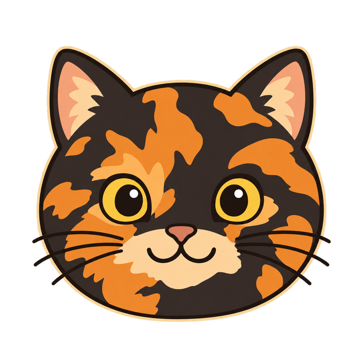 笑顔のサビ猫の顔のイラスト（アイコン・透過PNG）