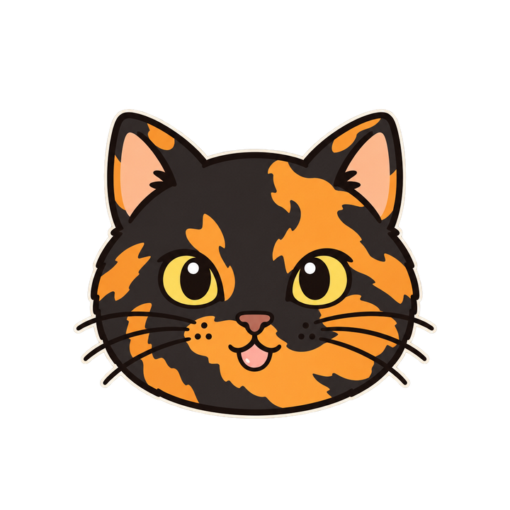 舌をぺろっと出すサビ猫の顔のイラスト（アイコン・透過PNG）