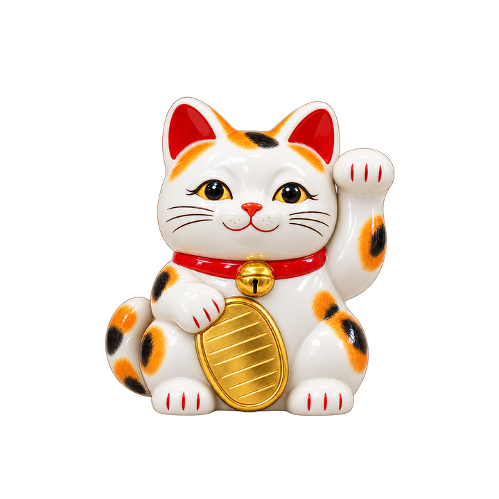 陶器の招き猫のイラスト（透過PNG）