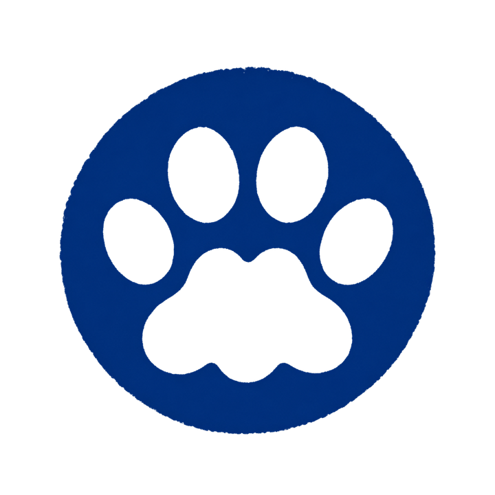 猫の紺色の丸い肉球マークのイラスト（透過PNG）