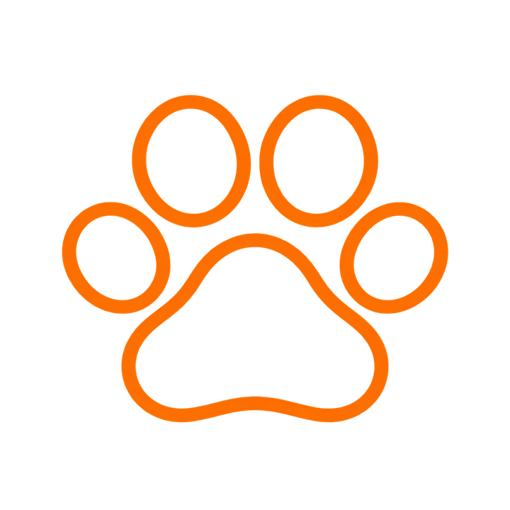 オレンジの線だけの猫の肉球のイラスト（透過PNG）