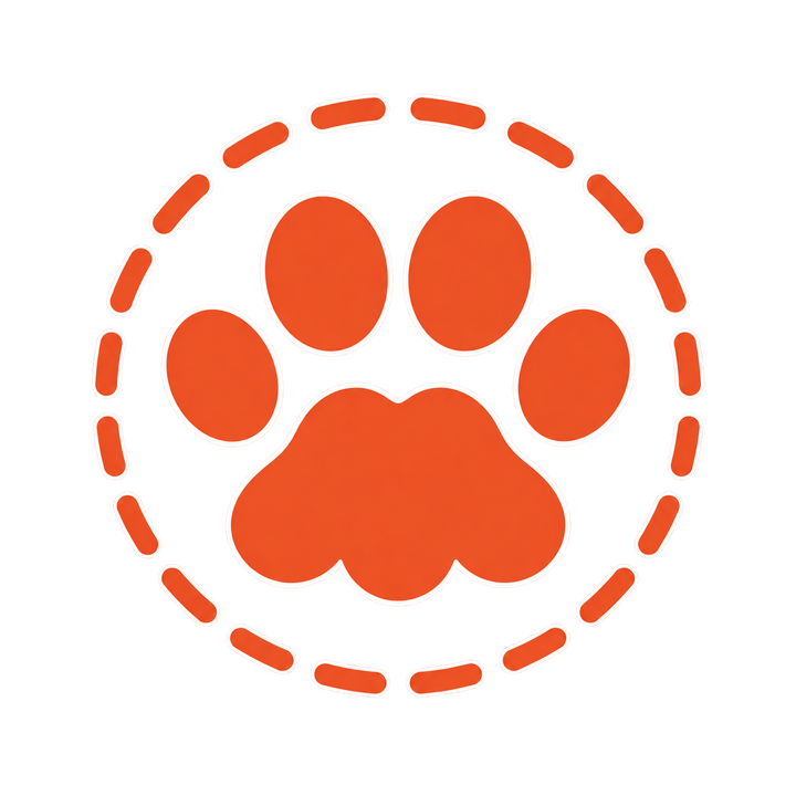 朱色の猫の肉球スタンプのイラスト（透過PNG）