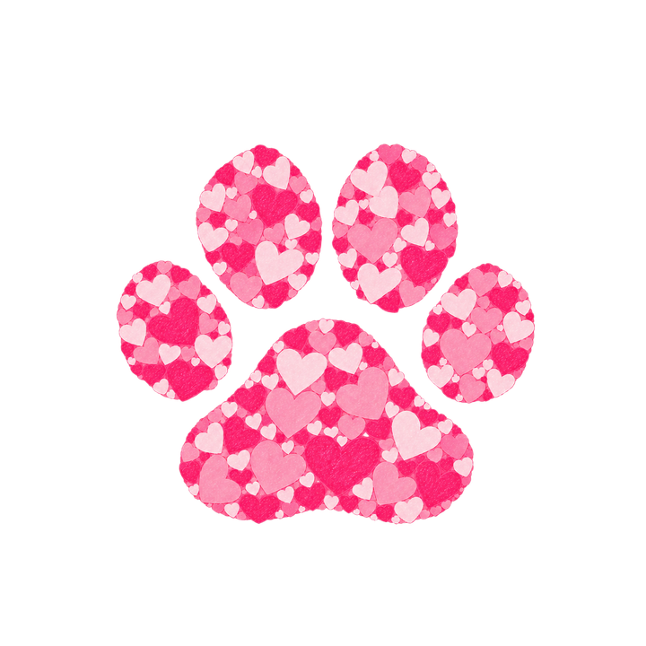 ハート模様の猫の肉球のイラスト（透過PNG）