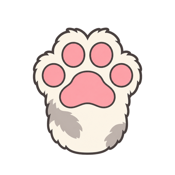 ピンクの肉球が見える猫の手のイラスト（透過PNG）