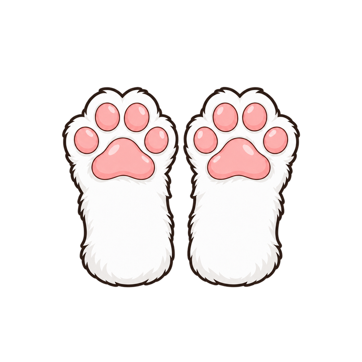 白猫の両手の肉球のイラスト（透過PNG）