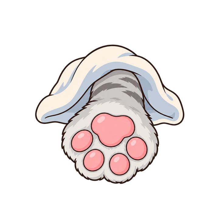 毛布から出た猫の手のイラスト（肉球・透過PNG）
