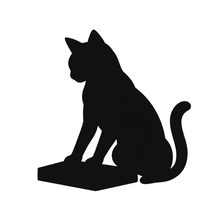 座布団をふみふみする猫のシルエットのイラスト（透過PNG）