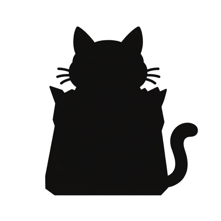 紙袋に入った猫のシルエットのイラスト（透過PNG）