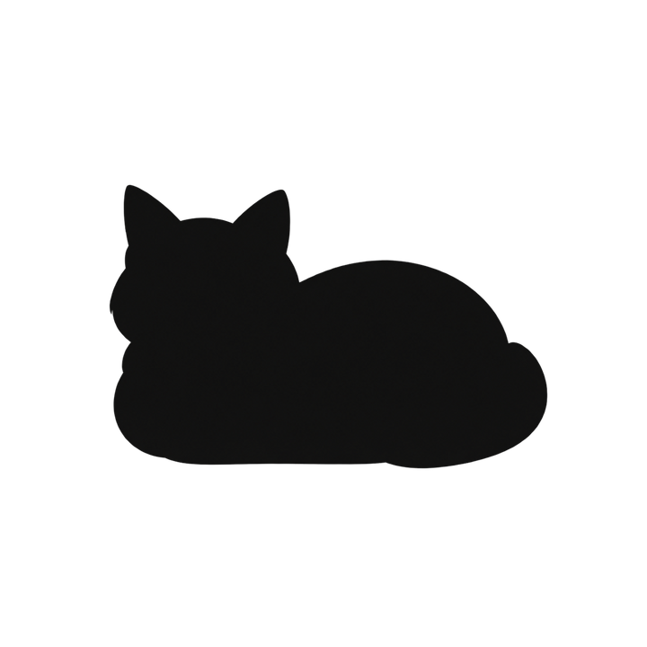 香箱座りの猫のシルエットのイラスト（透過PNG）